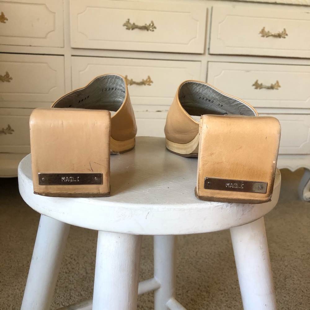 Bruno Magli Vintage Tan Nude Mule Sandal Heels 38 - Picture 6 of 7